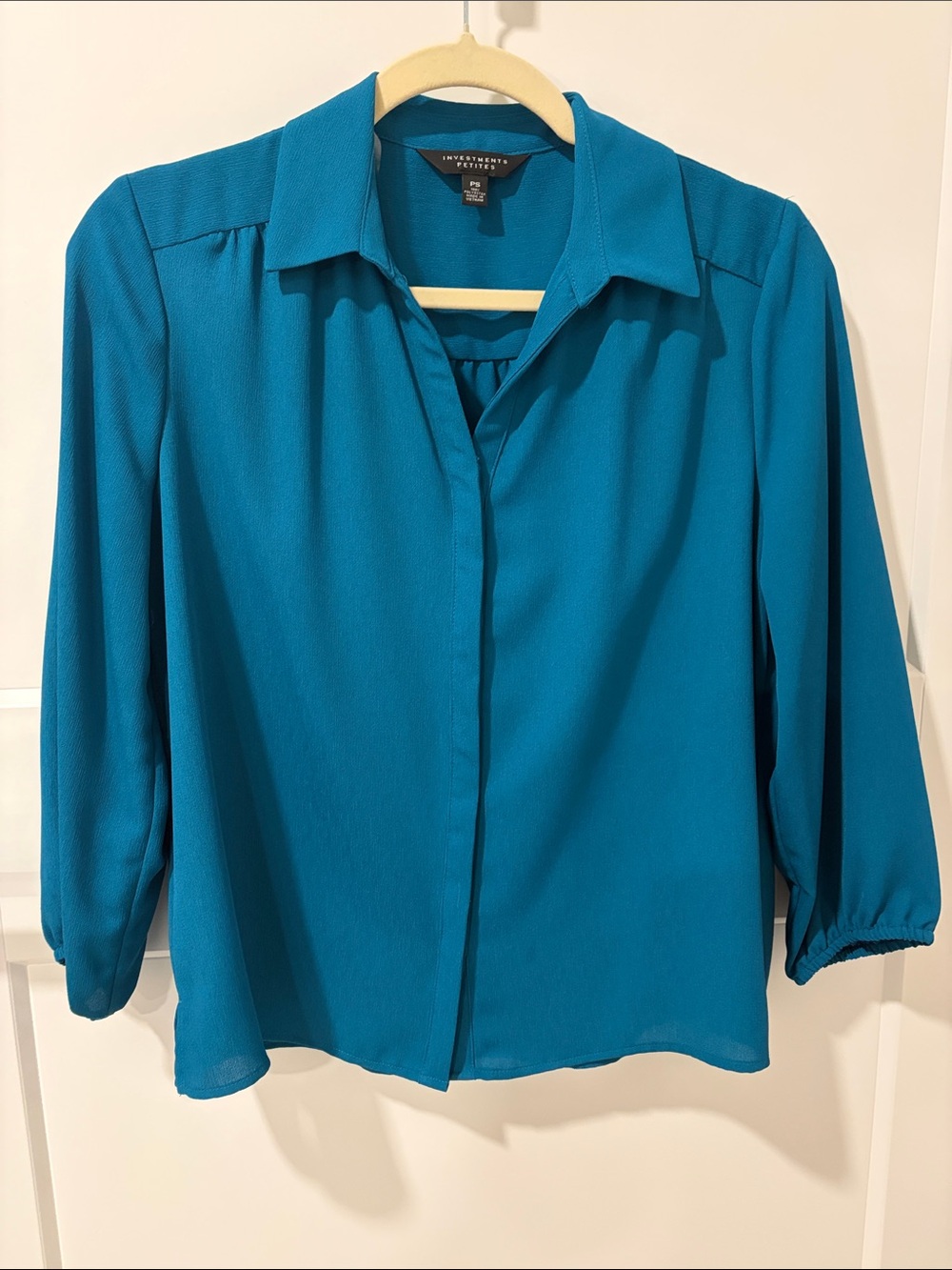 Investments Teal Collared Button-Front Blouse